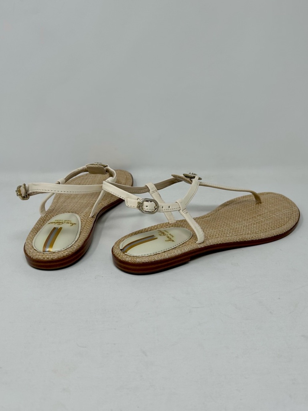 NEW Sam Edelman Gigi Cream T-Strap Woven Flat Sandals Women's Size 8 - Picture 4 of 8